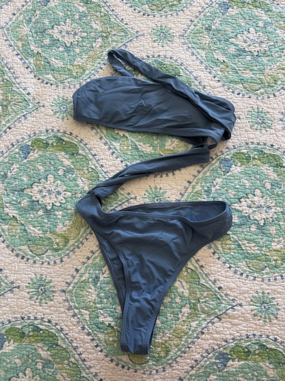 SHEIN Slate Blue One-Shoulder Bikini Set